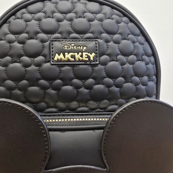 Disney Primark Winking Mickey Mouse Black Embossed Backpack Bag New (B9) - Picture 2 of 11